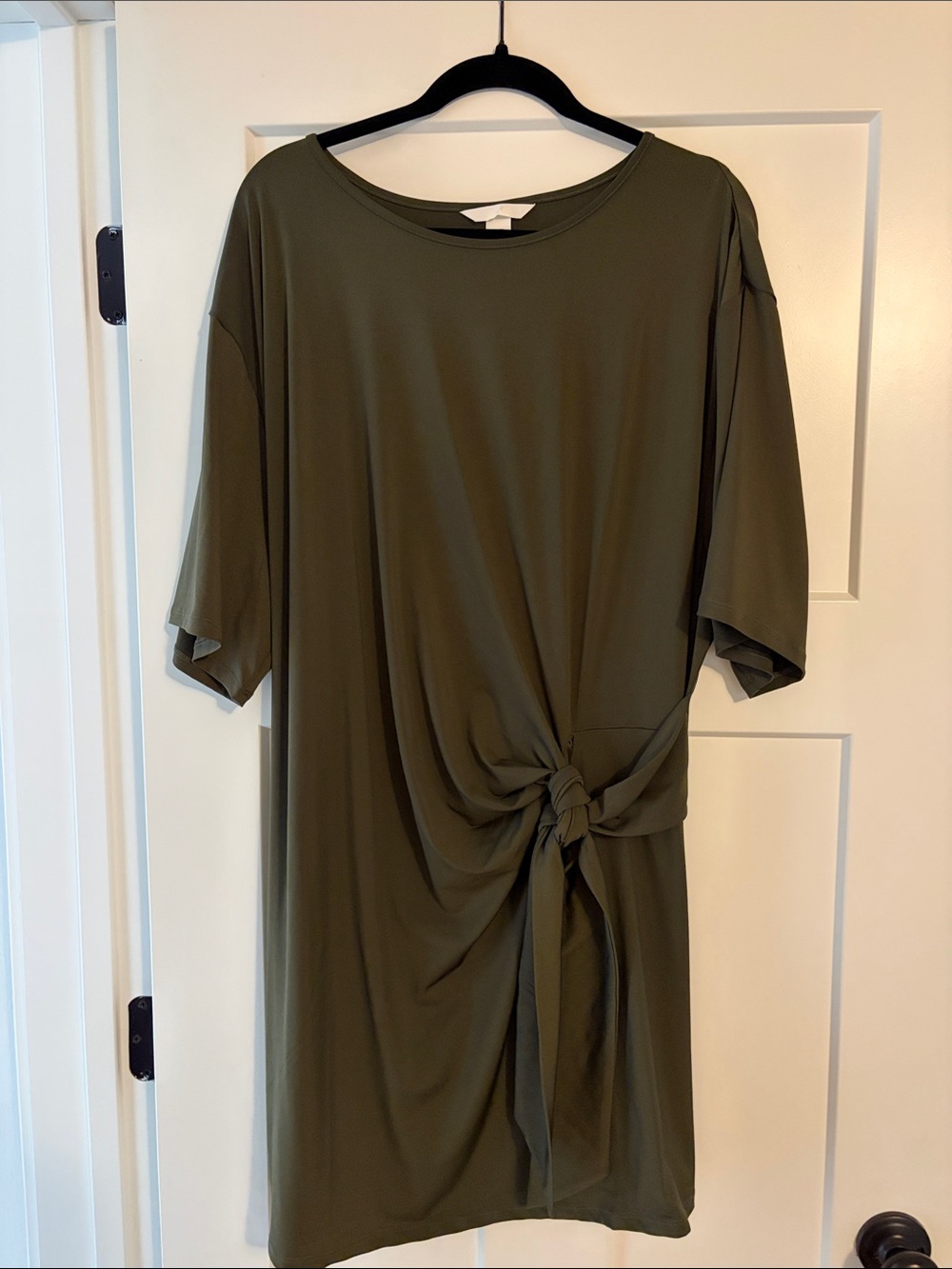H&M Olive Green Knot Front Midi Dress